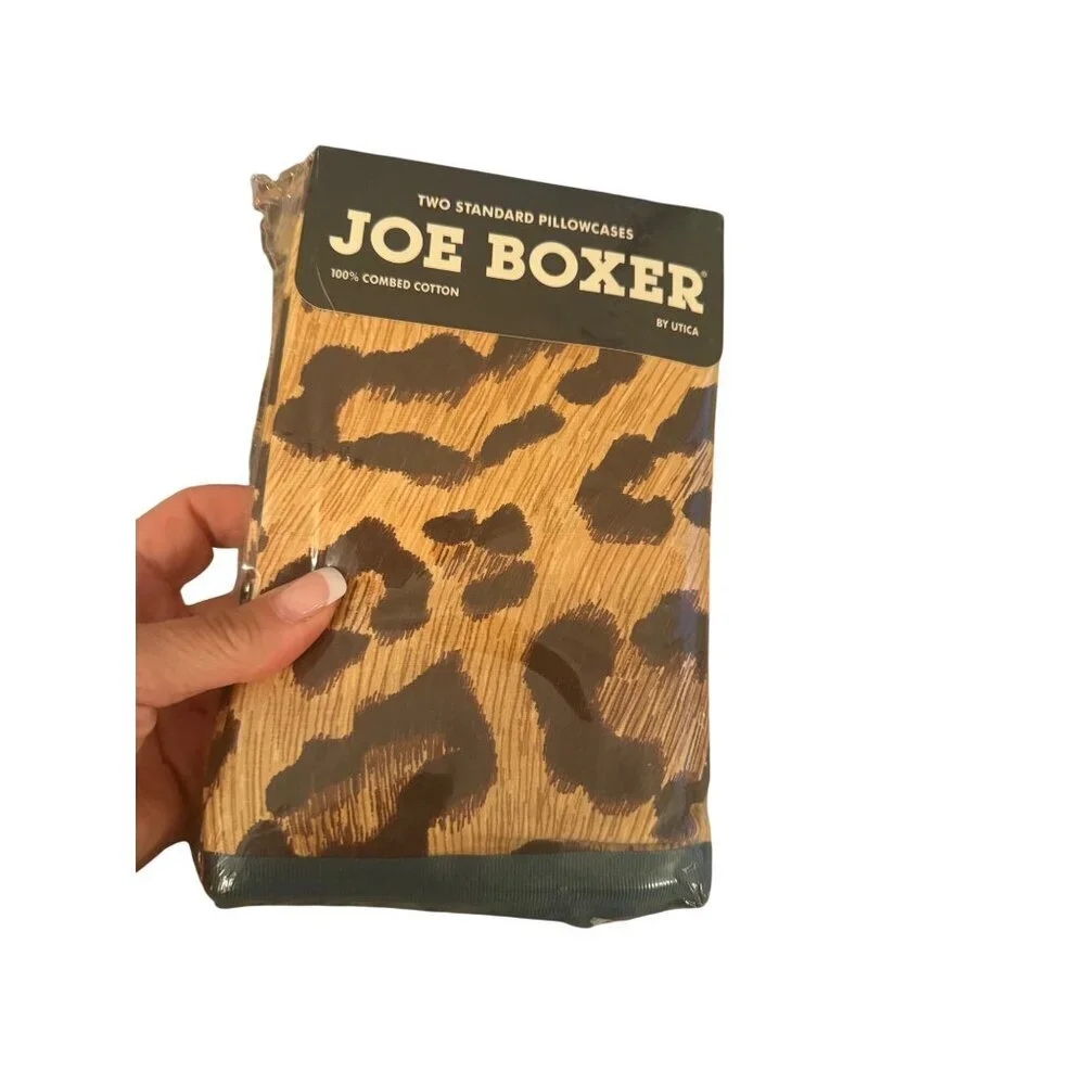 Joe Boxer “No Lion Around ” Queen Sheet Set 100% Combed Cotton Leopard Print New